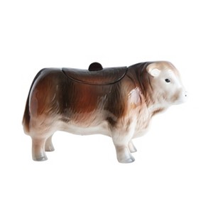 Storied Home 12.75" x 7" Vintage Ceramic Cow Shaped Cookie Jar Brown: Harvest Theme, Spot Clean Storage - 1 of 2