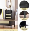 Nightstand with USB Ports and Outlets,  Rattan Decorated Doors & Open Shelf,   Bedroom Living Room Office, - 4 of 4