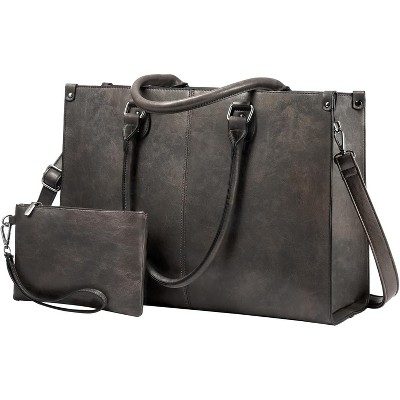 15.6 Inch Large Capacity Vintage Leather Work Computer Bag, Business Casual Shoulder Handbag