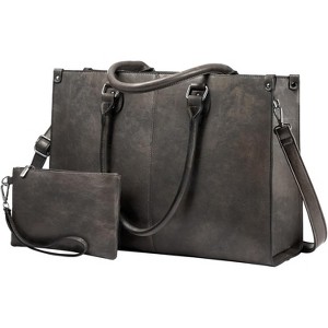 15.6 Inch Large Capacity Vintage Leather Work Computer Bag, Business Casual Shoulder Handbag - 1 of 4