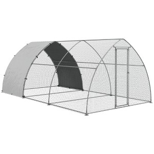 PawHut Chicken Run, Large Metal Chicken Coop with Waterproof and Anti-UV Cover, Walk in Poultry Cage Outdoor - 1 of 4
