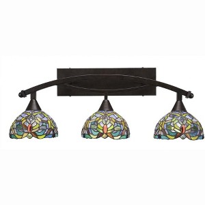 Toltec Lighting Bow 3 - Light Vanity in  Bronze with 7'' Kaleidoscope Art Glass Shade - 1 of 1