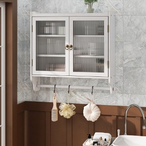 24.8"Glass Door Vintage Double Door Wall Cabinet with Three Tiers of Storage - 1 of 4