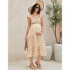 Coolmee Womens Maternity Dress Summer Sleeveless Smocked Square Neck Ruffle Casual Boho Midi Dress Baby Shower Photoshoot - 3 of 4