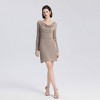 Women's Bell Long Sleeve Rib-Knit Mini Dress - A New Day™ Gold Rouge - 3 of 4