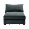 Vynxaria Modern Armless Sofa Grey Chenille, Wrapped Backrest/Armrest, Crescent Shape, Pull-Out Storage Drawers, 2/3/4-Seat for Modern/Nordic - 3 of 4