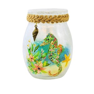 Stony Creek 4.0 Inch Salt Water Shores Small Jar Beach Summer Sea Shell Lighted Novelty Sculpture Lights - 1 of 3
