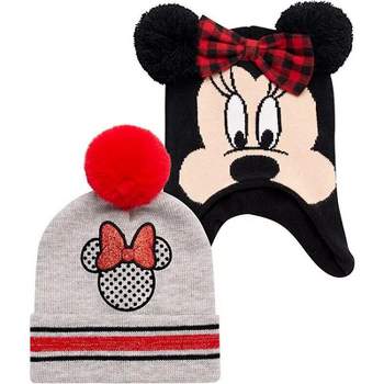 Disney Minnie Mouse Girls Winter Hat – 2 Pack Beanie with Ears, Kids Ages 4-7