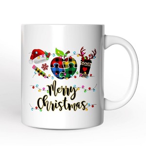 Autism Teacher Buffalo Plaid Christmas Mug, Thank You Gift (Non-Custom Only)| OrnamentallyYou - 1 of 4