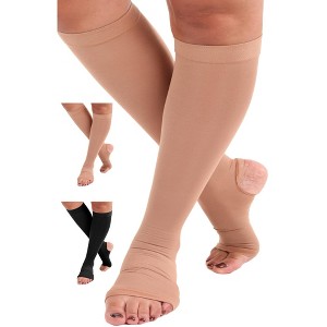 Absolute Support Unisex 20–30mmHg Graduated Compression Socks, Open Toe & Open Heel, Knee High – Varicose Veins & Swelling Relief, A911 - 1 of 4