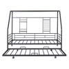 Twin Size Metal House Bed with Trundle, Black - 3 of 4