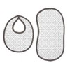 Bacati - Love/Hearts Muslin 4 pc set of Bibs & Burp Cloths Set, Gray - 3 of 4