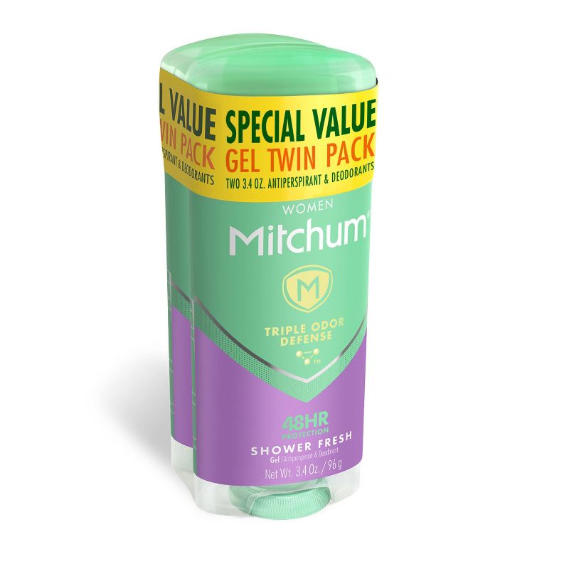 Mitchum Antiperspirant Deodorant Stick for Women, Triple Odor Defense Gel, 48 Hr Protection - Shower Fresh - 3.4oz/2pk, 3 of 6