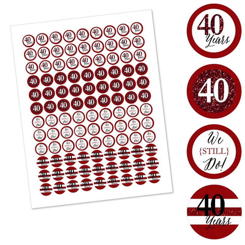 Big Dot of Happiness We Still Do - 40th Wedding Anniversary - Party Round Candy Sticker Favors - Labels Fits Chocolate Candy (1 sheet of 108), 2 of 6