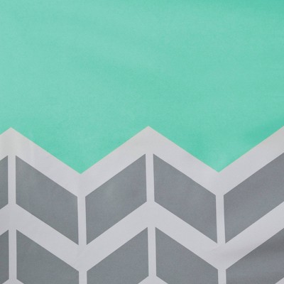 Aqua and Gray Chevron Room-Darkening Grommet Curtain Panel Pair