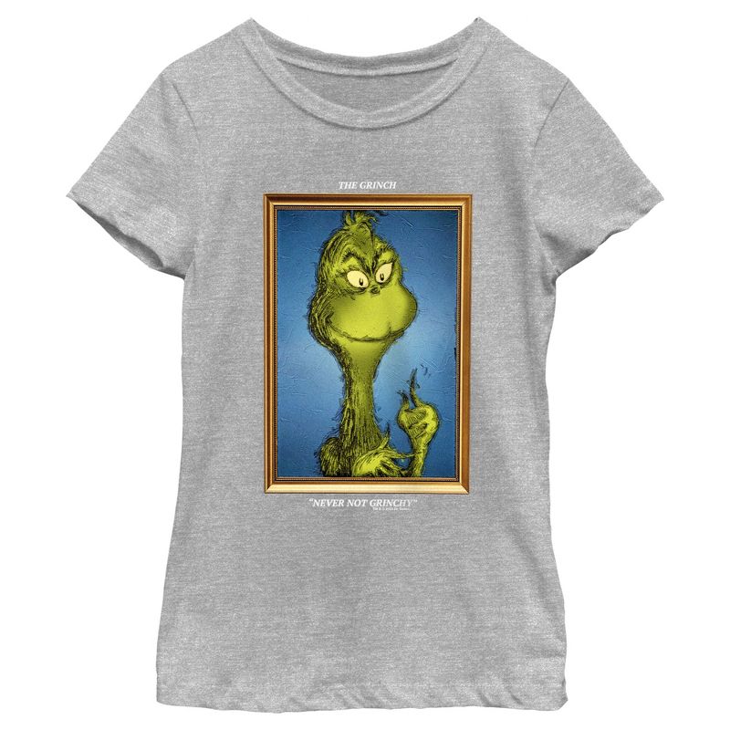 Girl's Dr. Seuss Framed Grinch Painting T-Shirt, 1 of 6
