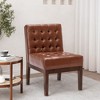 Faux Leather Upholstered Contemporary Accent Chair with Tufted Waffle Stitch, Plush Seating and Rubberwood Legs - 2 of 4