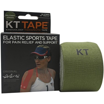 KT Tape Cotton 10" Precut Sports Tape, 20 Strips, Military Green