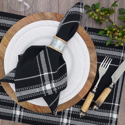 Black and White Cotton Plaid Table Napkins Set of 4