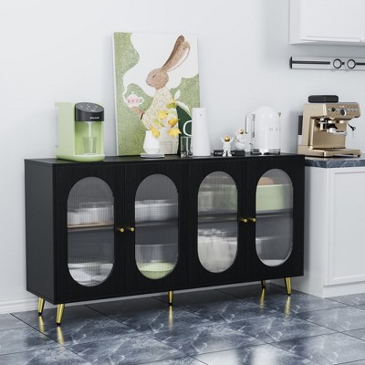 60"Modern Accent Sideboard Cabinet with Acrylic Doors, Freestanding Storage Cupboard Console Table,White