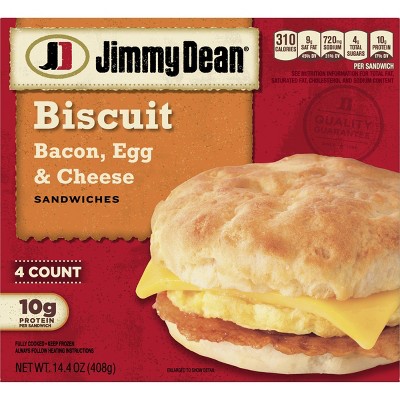 Jimmy Dean Bacon Egg & Cheese Frozen Biscuit Sandwiches - 4ct
