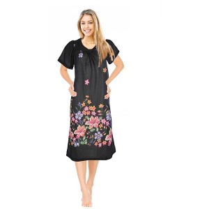 JEFFRICO Womens Nightgowns Muumuu Lounger House Dress Sleepwear Silky Soft Pajama Dress Nightshirts - 1 of 4