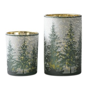 Melrose Frosted Pine Candle Holder (Set of 2) - 1 of 3
