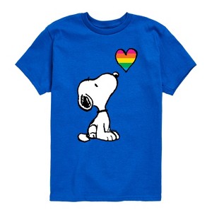 Boys' - Peanuts - Snoopy Rainbow Heart Short Sleeve Graphic T-Shirt - 1 of 4
