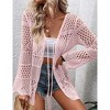 Coolmee Women's Cardigan Tie Front Shrug Midweight Knit Hollow Out Long Sleeve Cardigan - 4 of 4