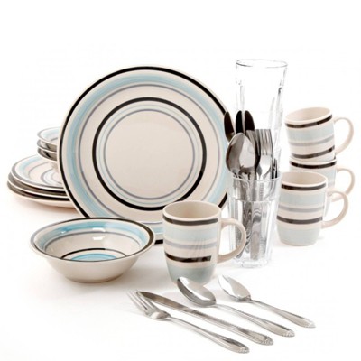 Gibson Home 32pc Stoneware Deluxe Essentials Dinnerware Set Blue