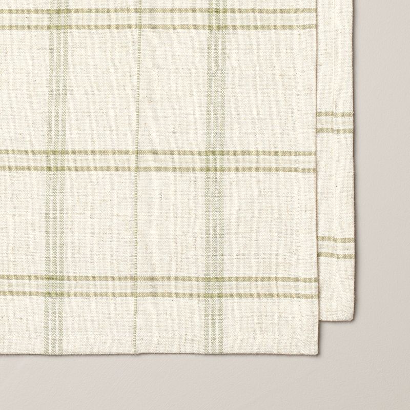 4pk Tri-Stripe Plaid Cloth Napkins Light Green/Natural - Hearth &#38; Hand&#8482; with Magnolia, 4 of 5