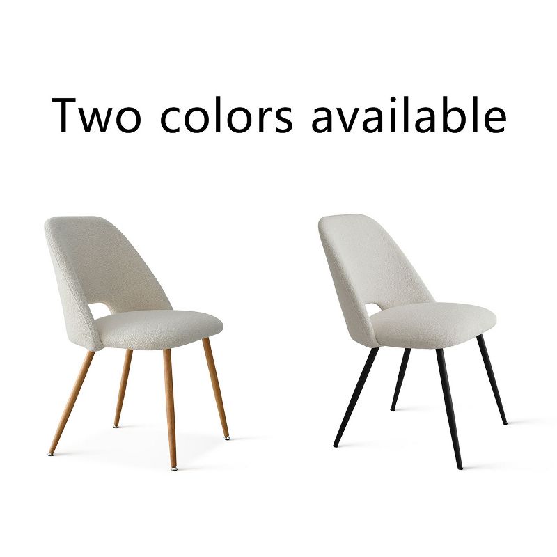 Edwin Boucle Dining Chair Set Of 2,Modern Kitchen Dining Room Chairs with Curved Round Backrest,Boucle Chairs with Metal Legs-Maison Boucle, 4 of 10