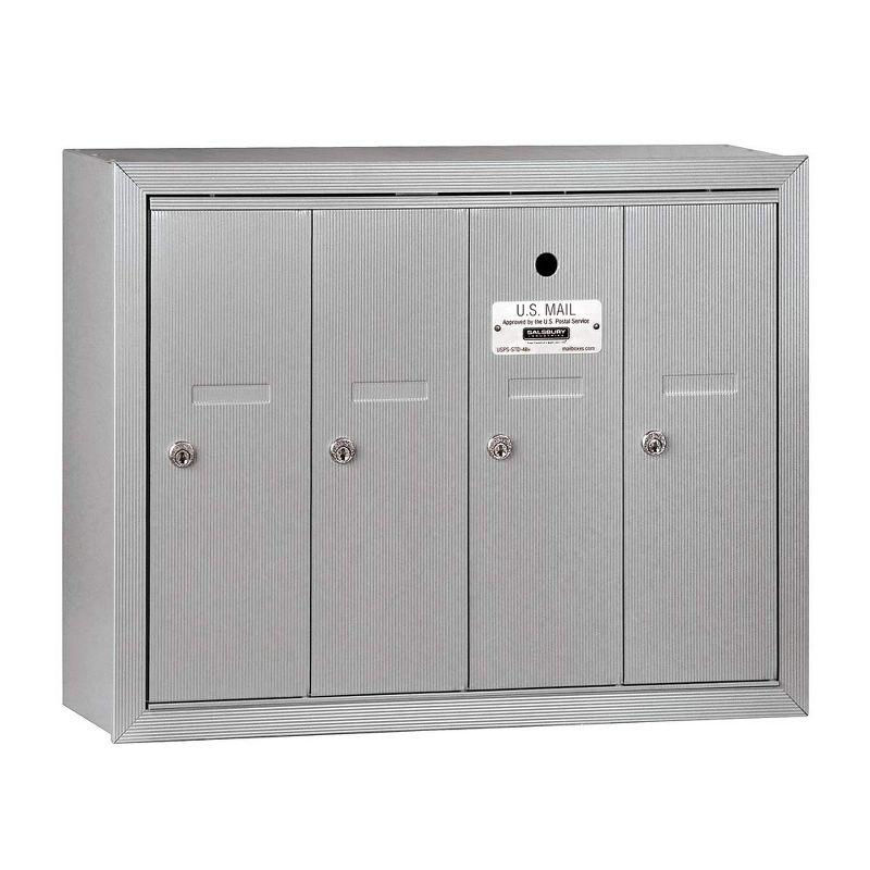 Salsbury Industries Vertical Mailbox - 4 Doors - Aluminum - Surface Mounted - USPS Access, 1 of 6