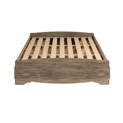 Queen Drifted Gray Wood Platform Storage Bed with 6 Drawers
