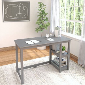 Plank+Beam Solid Wood Computer Desk with Shelves, Simple Desk for Bedroom, Home Office Study Desk, 47.25" - 1 of 4
