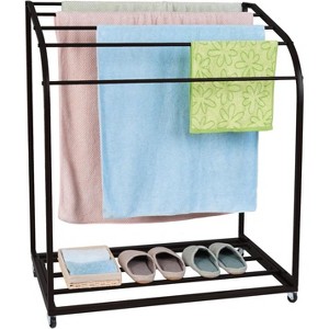 44" Tall Pool Towel Rack Outdoor with Wheels, Towel Drying Rack, 5 Tier Freestanding Organizer for Bathroom & Patio, Heavy-Duty Storage Rack - 1 of 4