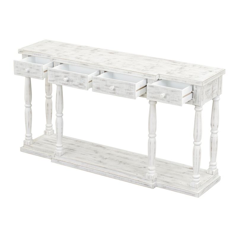 Retro Premium Console Table with 4 Front Storage Drawers and 1 Shelf for Hallway, Living Room - ModernLuxe, 5 of 13
