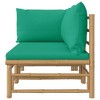 vidaXL 2 Piece Patio Lounge Set with Green Cushions Bamboo - 4 of 4
