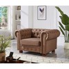 44" Faux Leather Chesterfield Sofa with Tufted Back and Bronze Nailhead Trim - 2 of 4