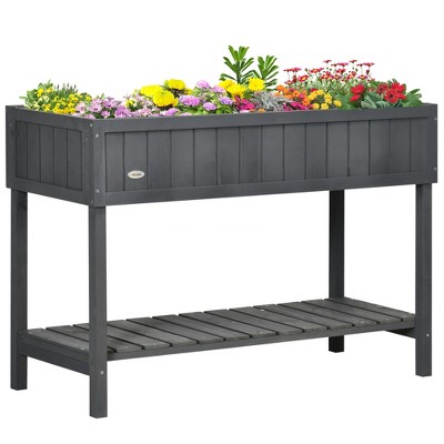 Outsunny Wooden Raised Garden Bed With 8 Slots, Elevated Planter Box ...