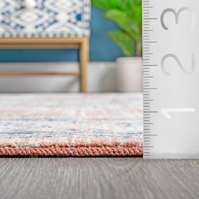 Beige and Orange Polypropylene Medallion Area Rug, 4' x 6'