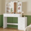 Usikey Large Vanity Desk with Mirror & Lights, Makeup Vanity Table with 6 Drawers, 4 Open Storage Shelves, Vanity Desk Set with Stool, White - 2 of 4