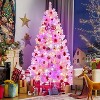 6Ft Pink Christmas Tree with Lights, Prelit Snow Flocked Artificial Xmas Tree with 250 Colorful LED, 751 Branch Tips, for Home Office Decorations - 2 of 4