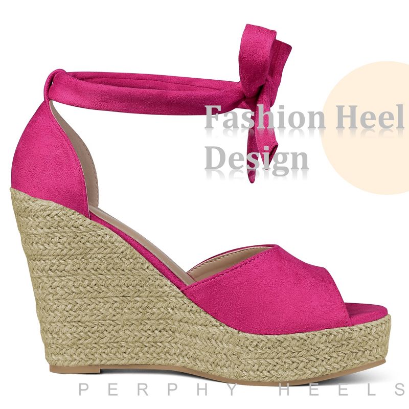 Perphy Women's Platform Espadrilles Open Toe Ankle Tie Wedges Sandals, 4 of 5