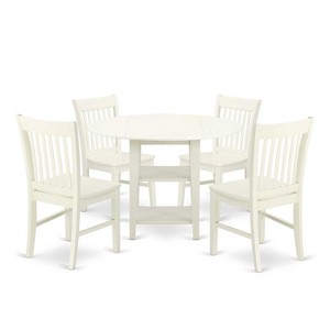 HomeStock 5-Pc Linen White Finish Solid Wood Top - Round Dining Room Set - Seats-4 - 1 of 4