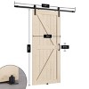 SMARTSTANDARD 84 in. Height K Shape Natural Wood Interior Sliding Barn Door with Hardware Kit - 4 of 4