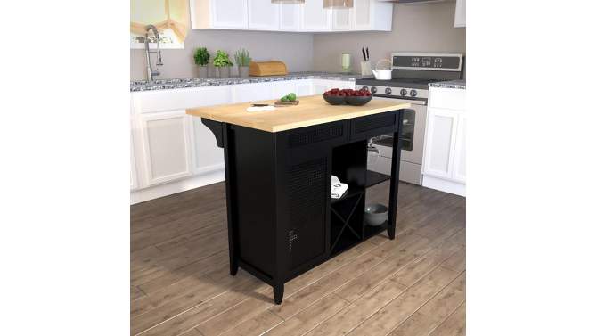 Ultom Expandable Freestanding Kitchen Island Black/Natural - Aiden Lane, 2 of 11, play video
