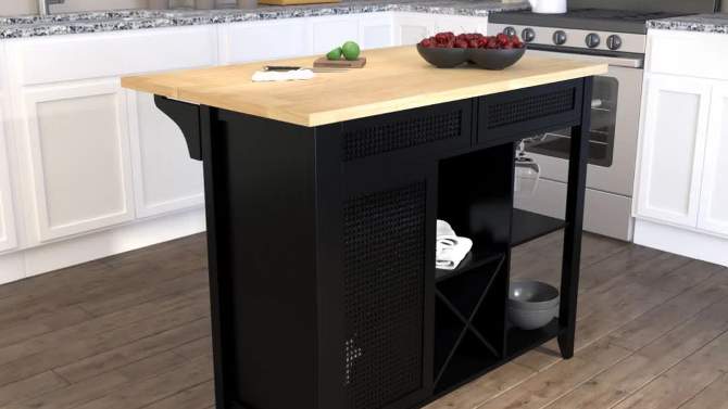 Ultom Expandable Freestanding Kitchen Island Black/Natural - Aiden Lane, 2 of 11, play video