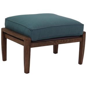Courtyard Casual Avalon FSC Teak Ottoman Teak in Heather Gray finish Sling deck under cushion for comfort Sunbrella Fabric - 1 of 4