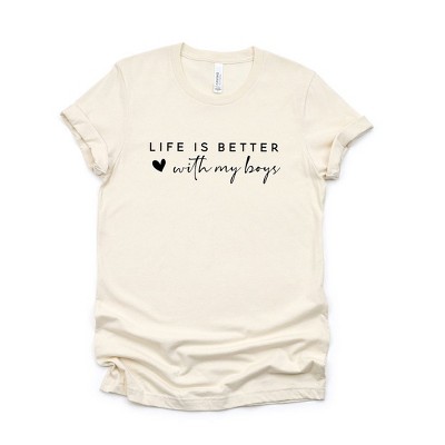 Simply Sage Market Women's Life Is Better With My Boys Heart Short Sleeve Graphic Tee